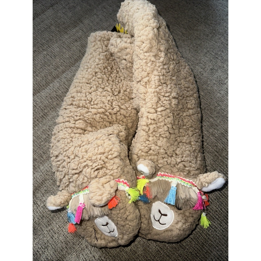 Oooh Yeah Llama Call You Women's Plush Slippers Socks, Brown